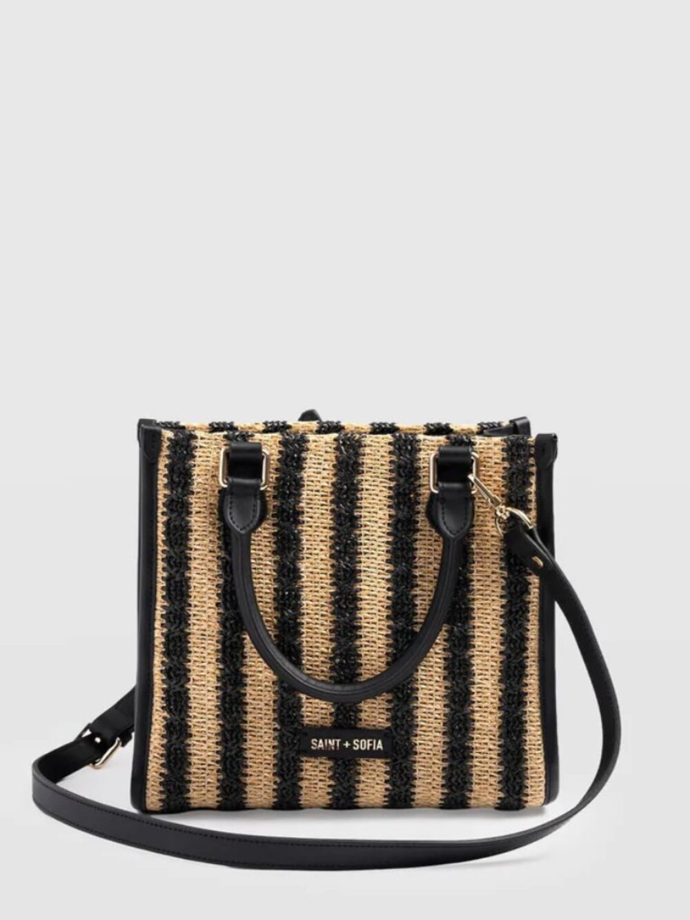 Mia Mini Tote Bag - Black Raffia - Picture 2 of 9